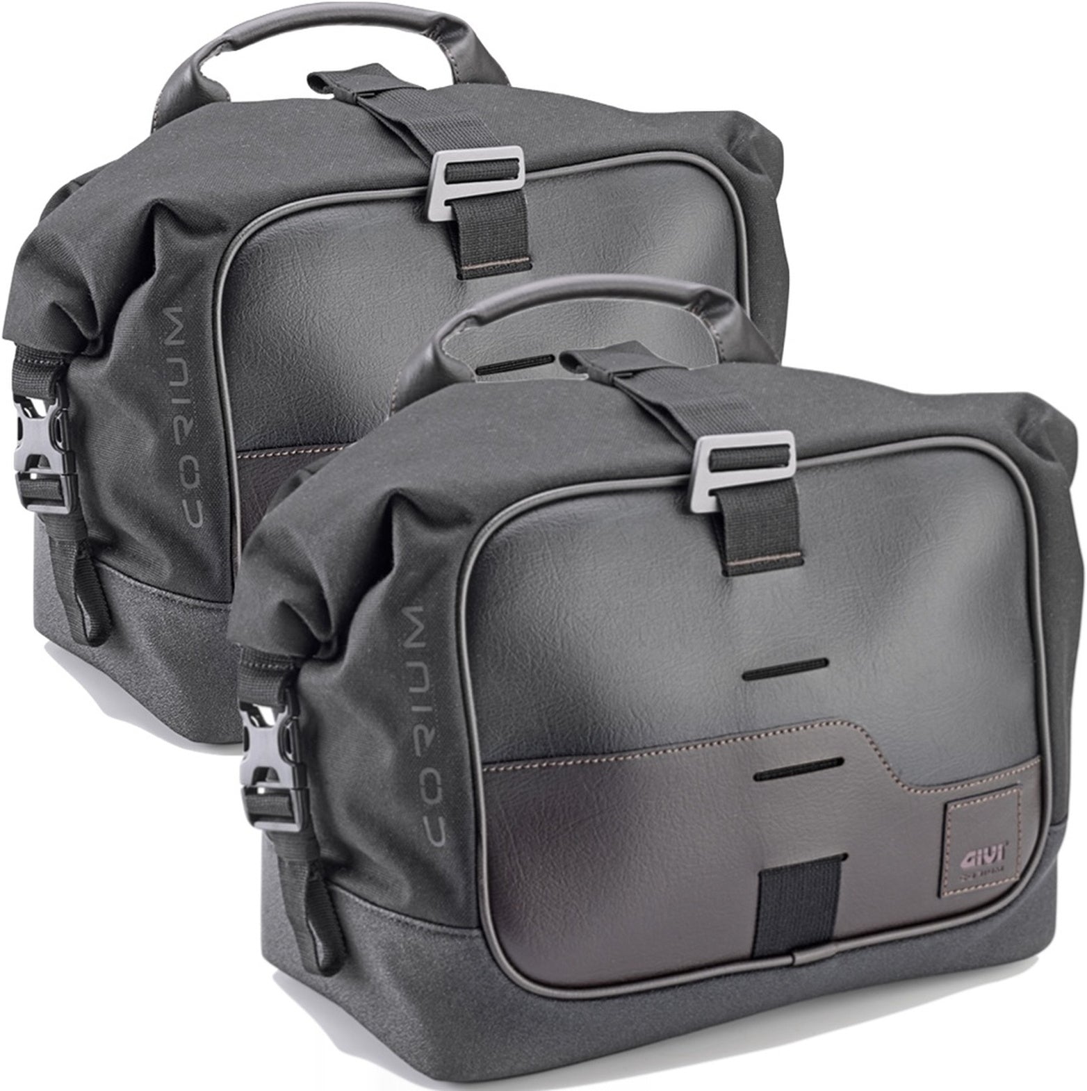Corium Black Side Bags - 26 Lt Corium Nylon - Givi Compatible With Voge Trofeo 500 Ac (2022-2024)
