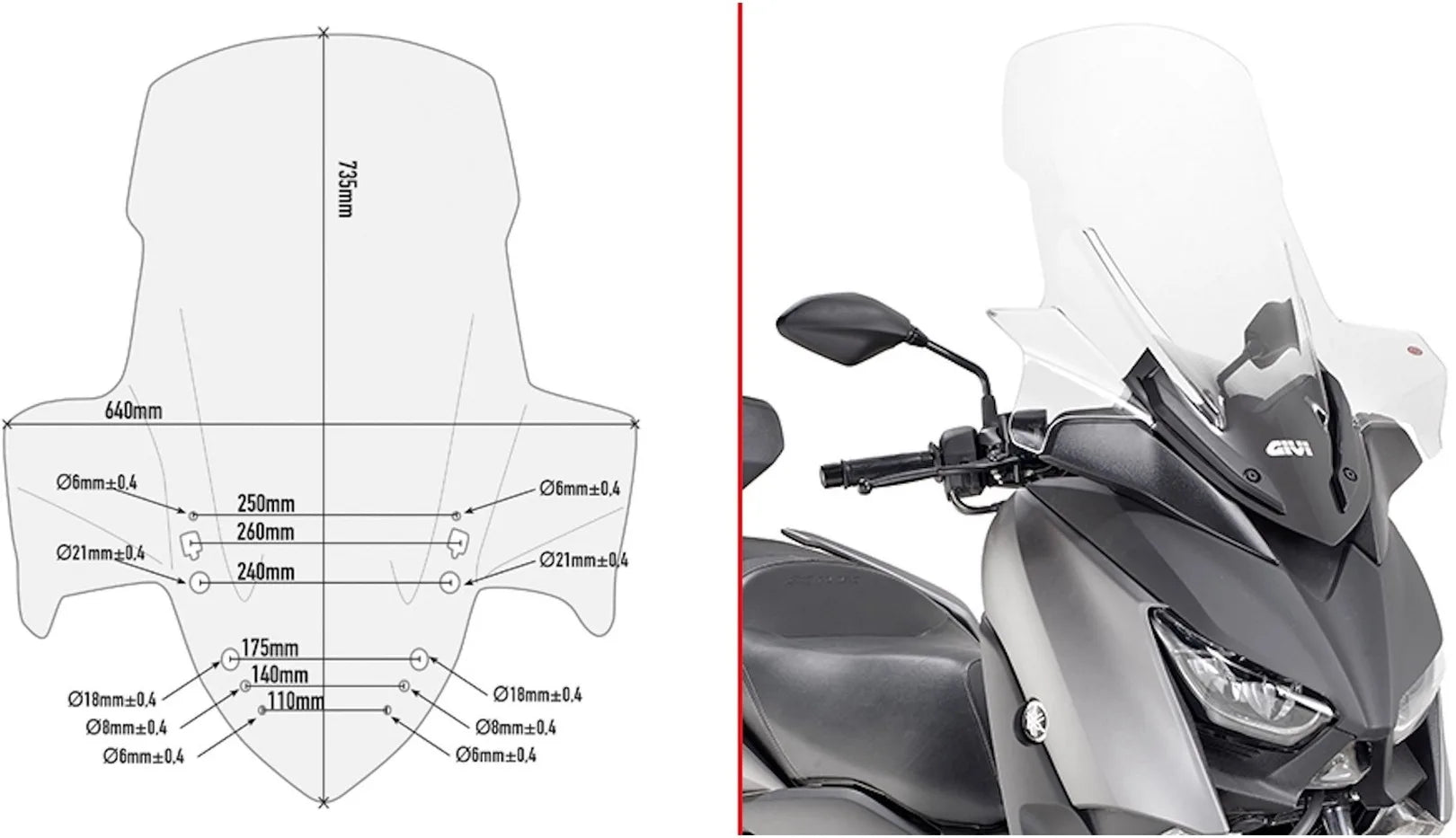 Parabrisas Incolore - Givi Compatible Con Yamaha X-Max 125 (2018-2022)