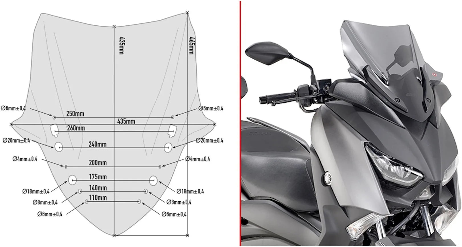 Parabrisas Baja Deportiva Ahumada - Givi Compatible Con Yamaha X-Max 400 (2018-2021)