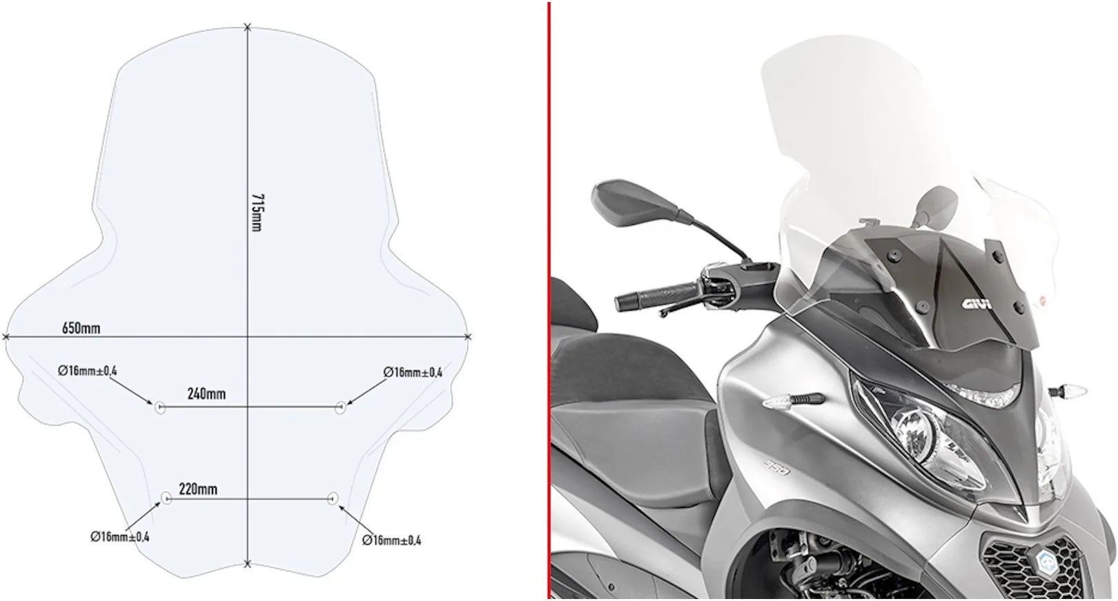 Parabrisas Incolore - Givi Compatible Con Piaggio Mp3 500 Sport (2018-2021)