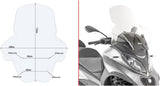 Transparent Wind-Screen - Givi Compatible With Piaggio Mp3 350 - 400 Sport (2018-2021)