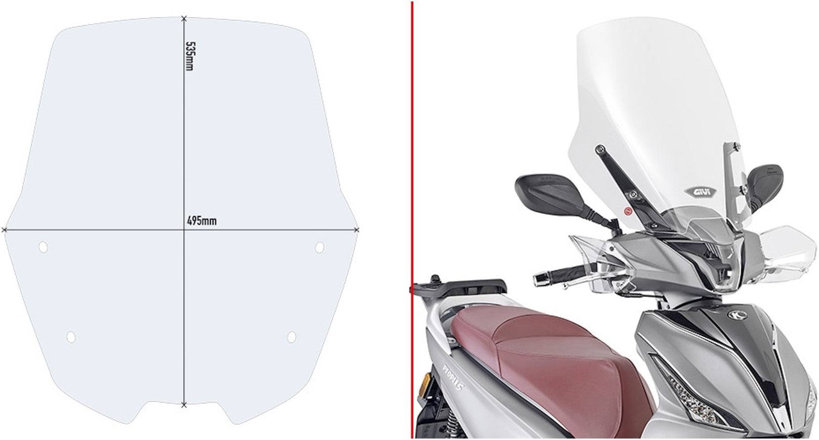 Transparent Wind-Screen - Givi Compatible With Kymco People S 125 - 150 - 200 (2020-2024)