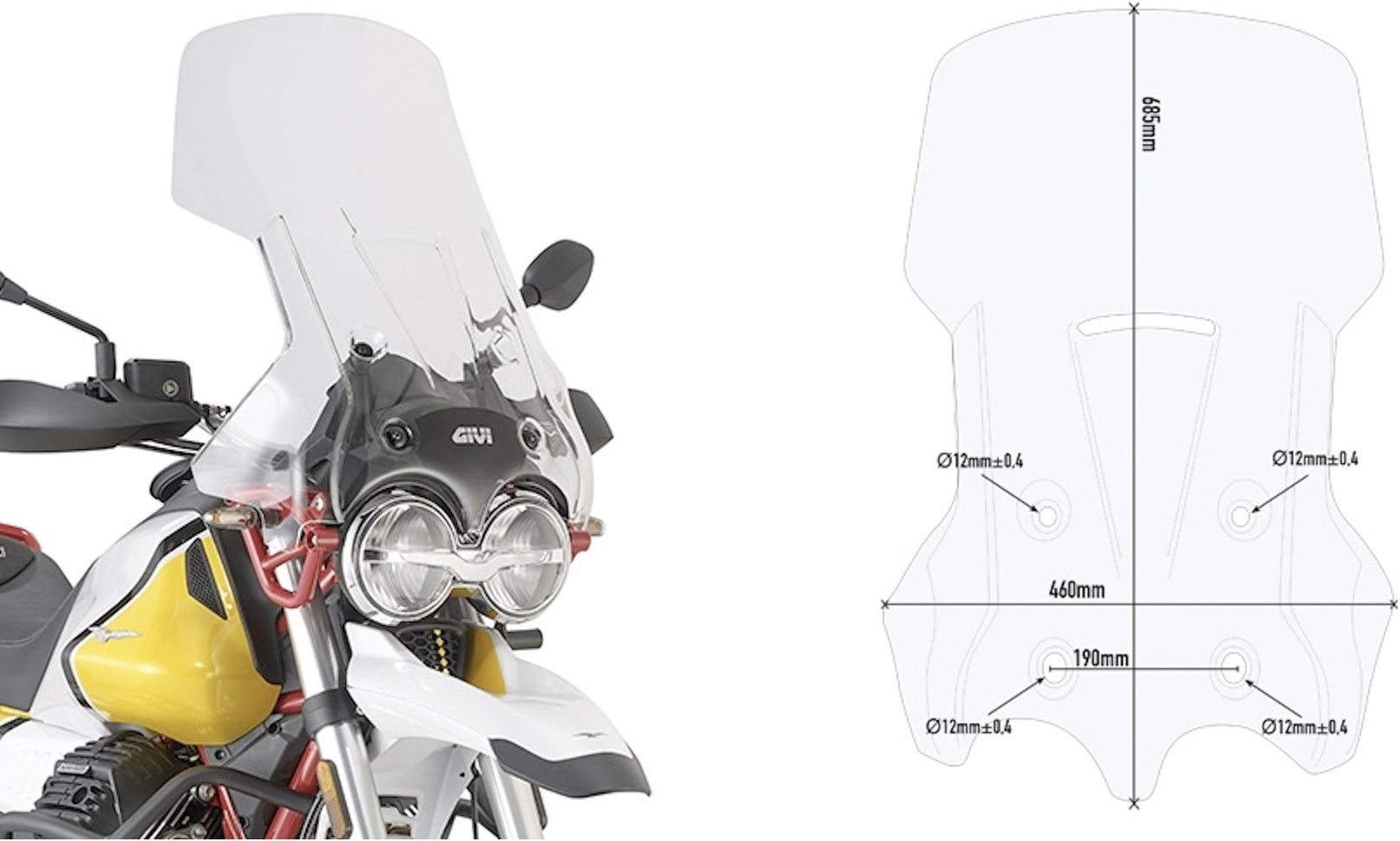 Transparent Wind-Screen - Givi Compatible With Moto Guzzi V85 Tt (2019-2023)