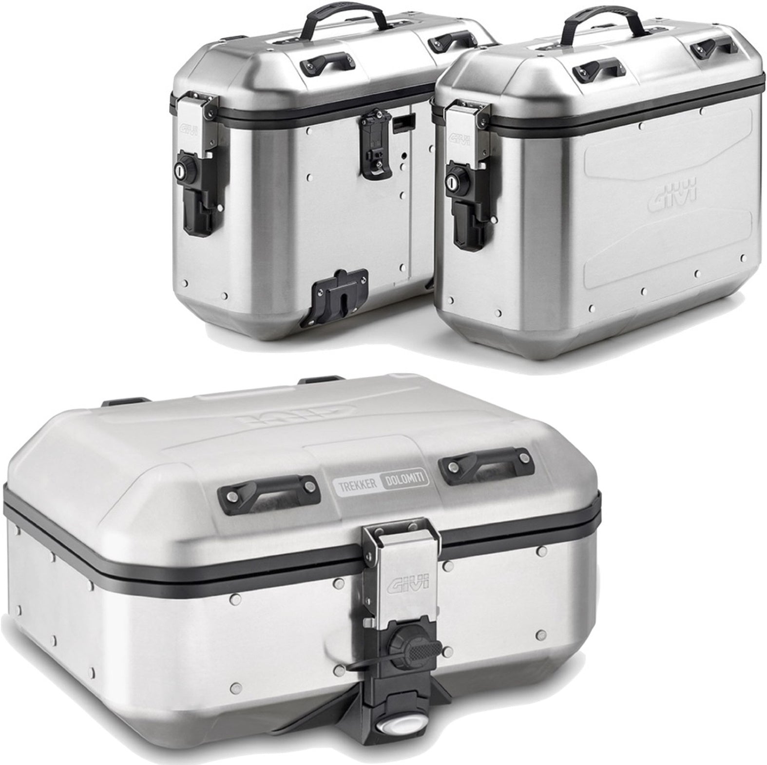 Trekker Dolomiti Aluminium Top Case + Side Cases - 102 Lt Trekker Dolomiti Aluminium - Givi Compatible With Royal Enfield Scram 411 (2022-2024)