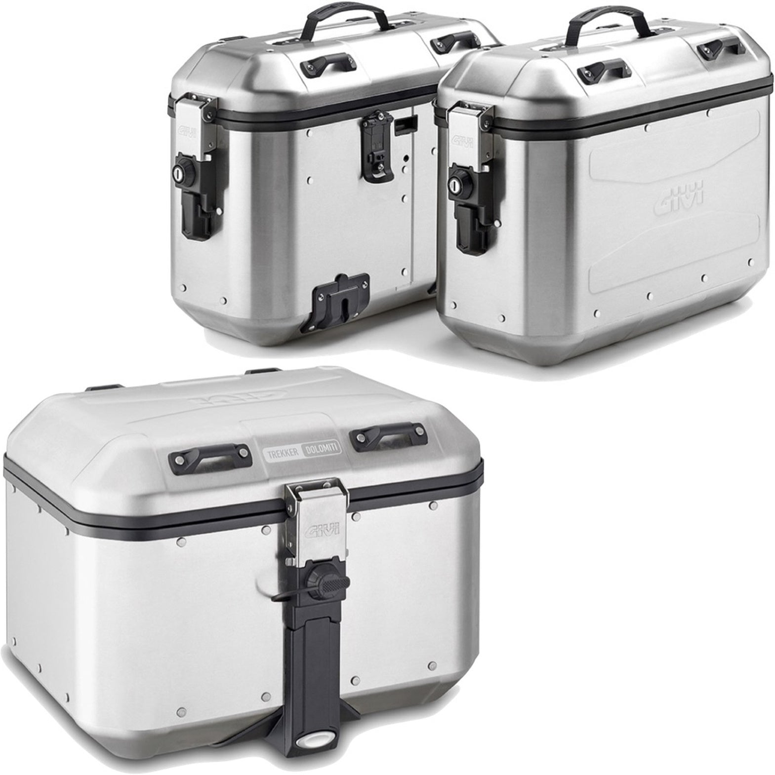 Trekker Dolomiti Aluminium Top Case + Side Cases - 118 Lt Trekker Dolomiti Aluminium - Givi Compatible With Royal Enfield Scram 411 (2022-2024)
