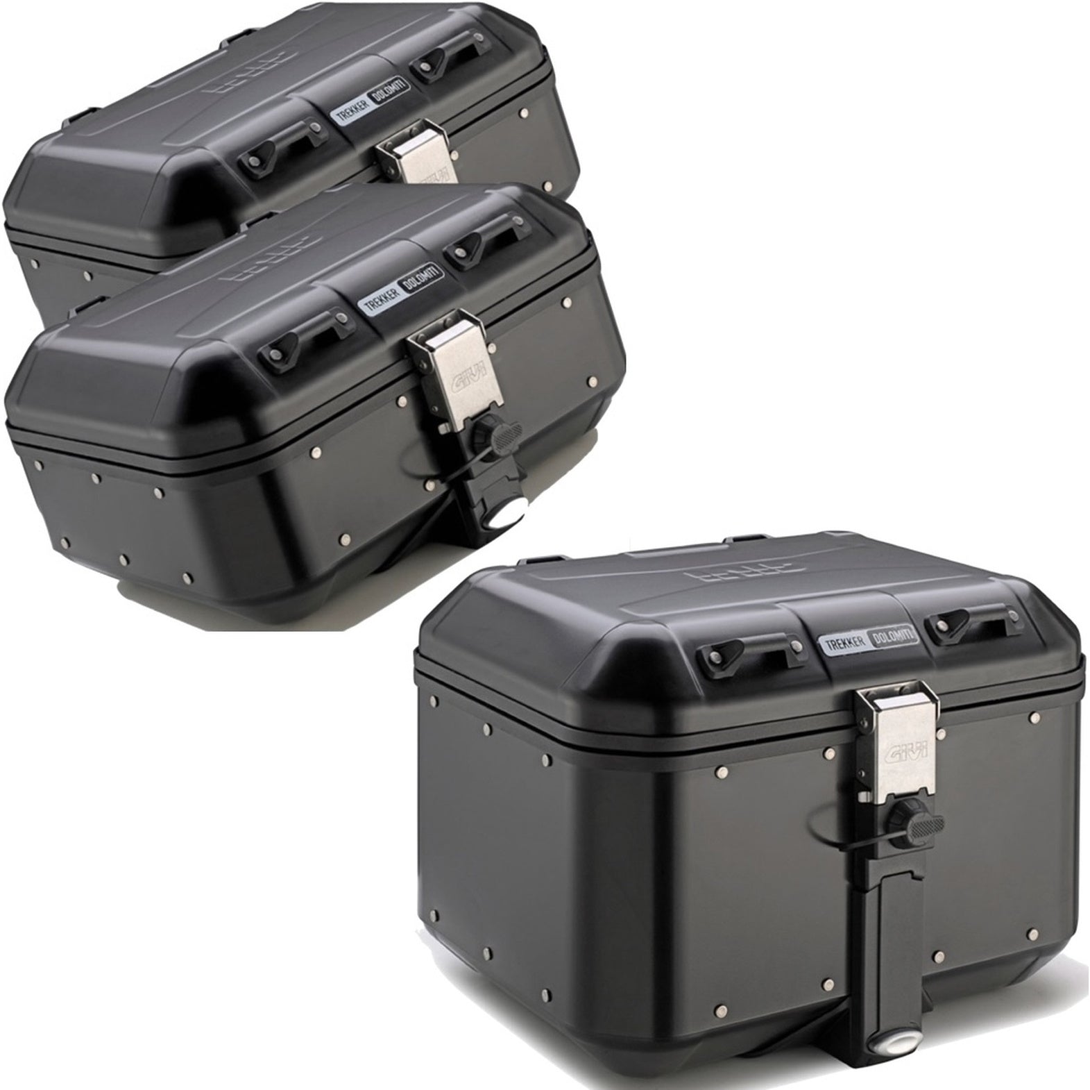 Trekker Dolomiti Aluminium Black Top Case + Side Cases - 106 Lt Trekker Dolomiti Aluminium - Givi Compatible With Kawasaki Versys 650 (2022-2024)