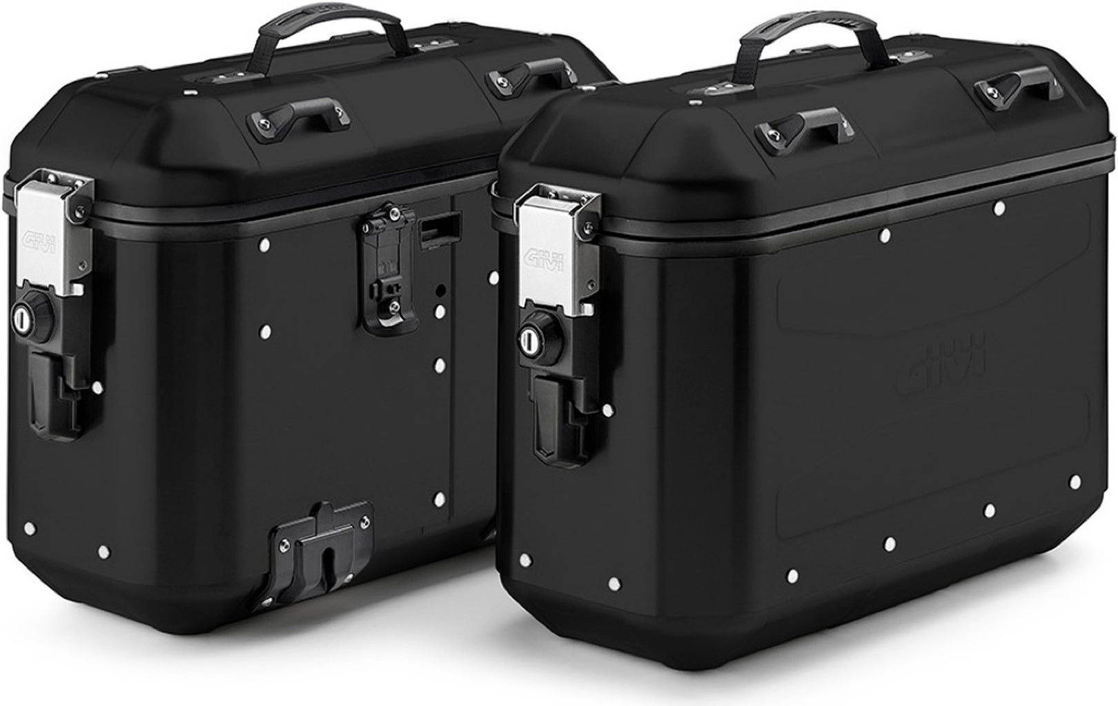 Monokey Trekker Dolomiti Black Aluminium Side Cases - 72 Lt Trekker Dolomiti Aluminium - Givi Compatible With Moto Guzzi V7 850 Stone (2021-2024)