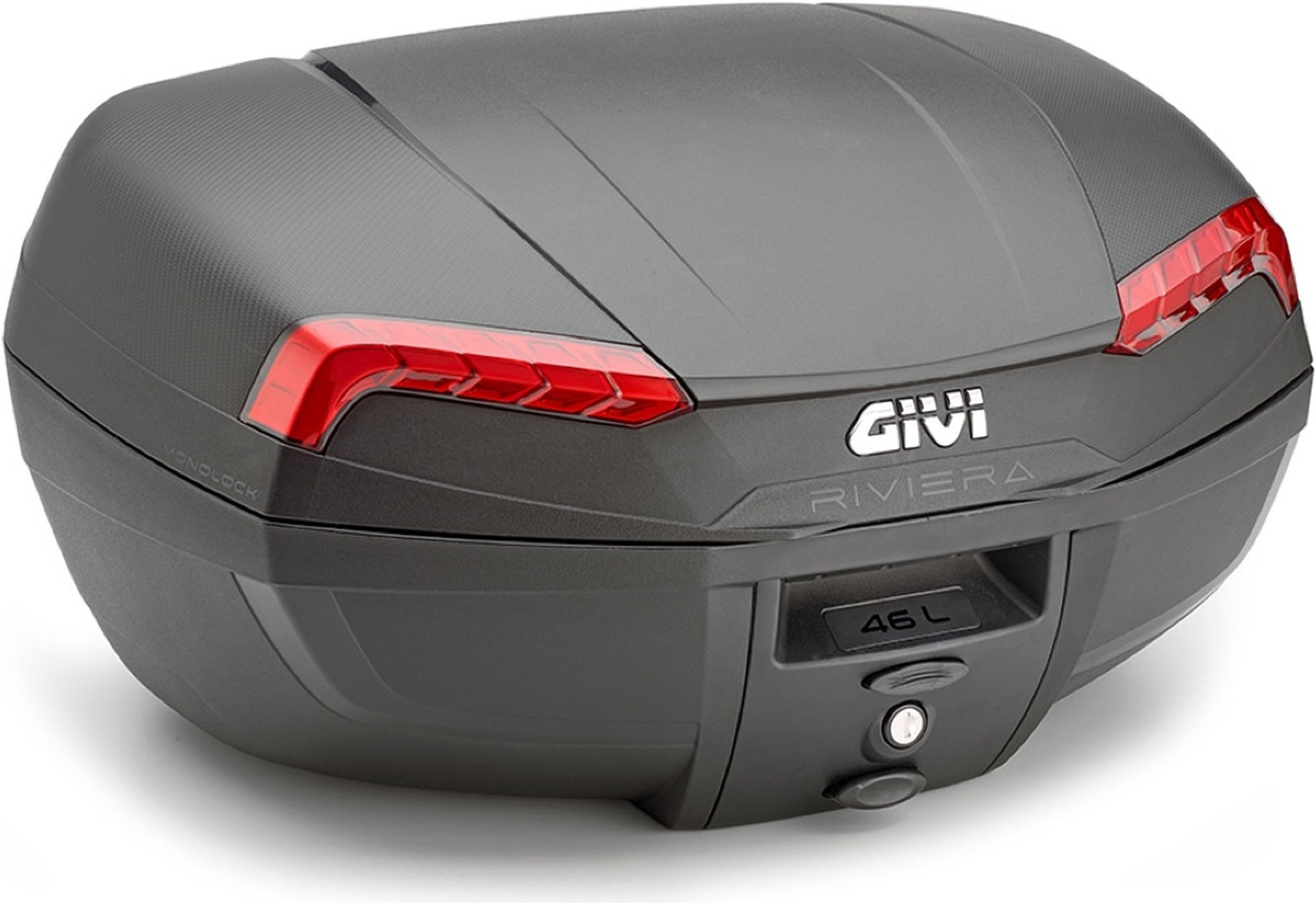 Monolock Riviera Black Top Case - 46 Lt Riviera Technopolymer - Givi Compatible With Aprilia Tuareg 660 (2021-2024)