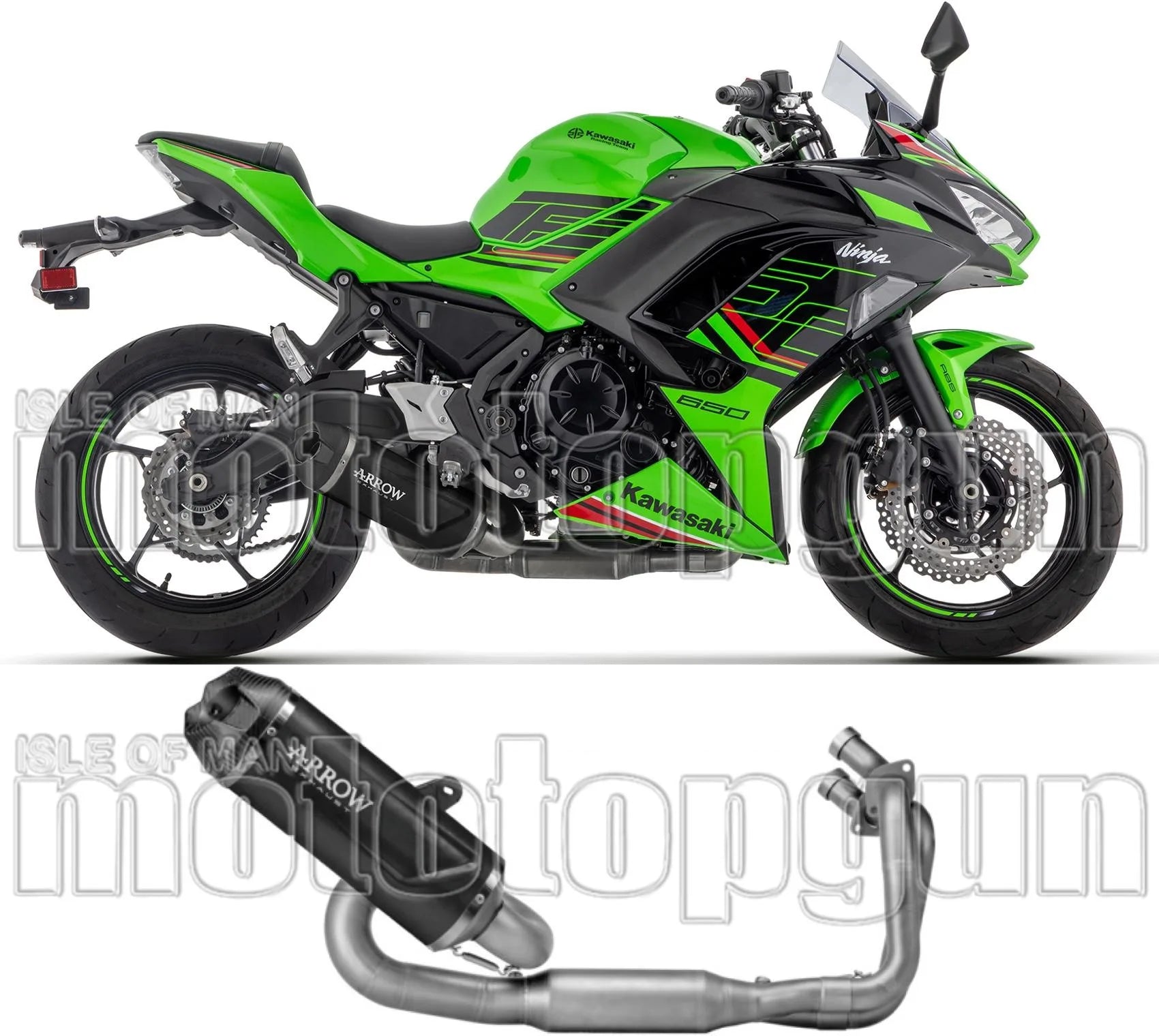 Sistema De Escape Completo Sin Catalizador Y Con Homologación Acústica Indy-Race Evo Aluminio Negro Fondo Carby - Arrow Special Parts Compatible Con Kawasaki Ninja 650 (2024-2026)