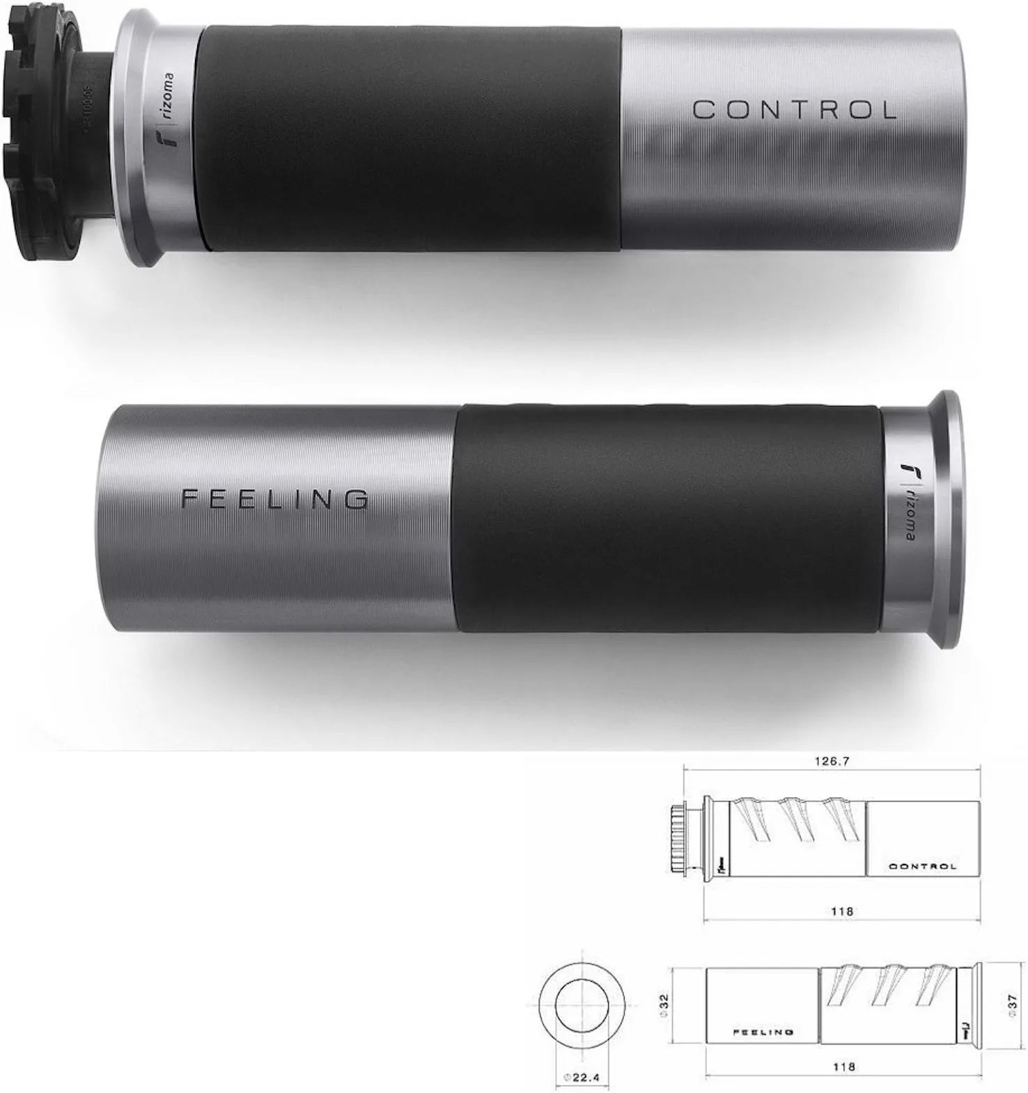 Perillas Ø22 Icon - Rizoma Compatible Con Kawasaki Z 1000 (2017-2019)