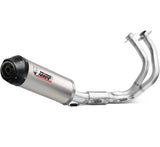 Complete Catalytic Exhaust System With Sound Certification Oval Titanium Carbon Fiber End Cap - Mivv Compatible With Kawasaki Z 650 (2025-2026)