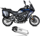 Complete Catalytic Exhaust System With Sound Certification Ak-1 Steel Black Carbon Fiber End Cap - Mivv Compatible With Yamaha Tracer 9 - Gt - Gt+ (2025-2026)