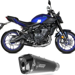 Complete Non-Catalytic Exhaust System With Sound Certification Delta Race Steel Black Carbon Fiber End Cap - Mivv Compatible With Yamaha Mt-07 (2025-2026)