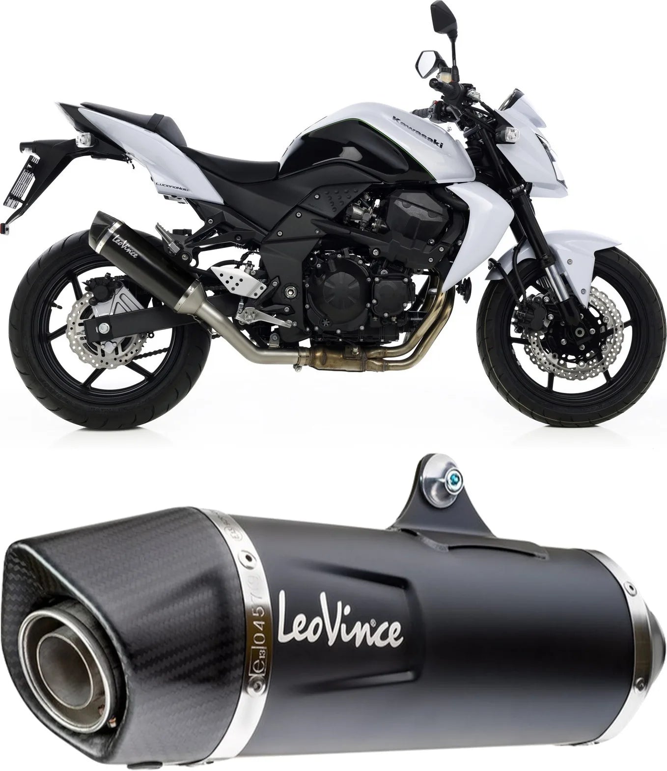 Tubo De Escape Con Homologación Acústica Nero Acero Fondo Carbono - Leovince Compatible Con Kawasaki Z 750 (2007-2014)
