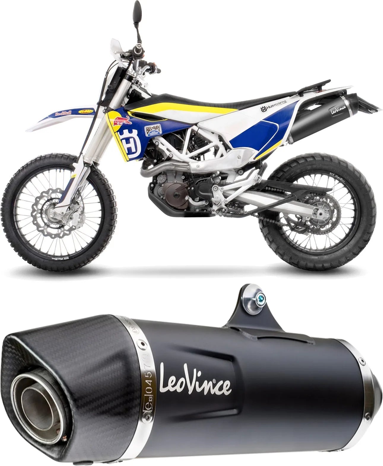 Tubo De Escape Con Homologación Acústica Nero Acero Fondo Carbono - Leovince Compatible Con Husqvarna 701 Supermoto (2017-2020)