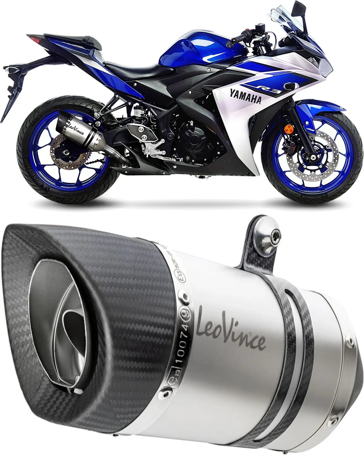 Tubo De Escape Con Homologación Acústica Lv Pro Acero Fondo Carbono - Leovince Compatible Con Yamaha Yzf-R25 (2014-2018)