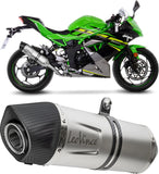 Tubo De Escape Con Homologación Acústica Lv One Evo Acero Fondo Carbono - Leovince Compatible Con Kawasaki Ninja 125 (2019-2024)