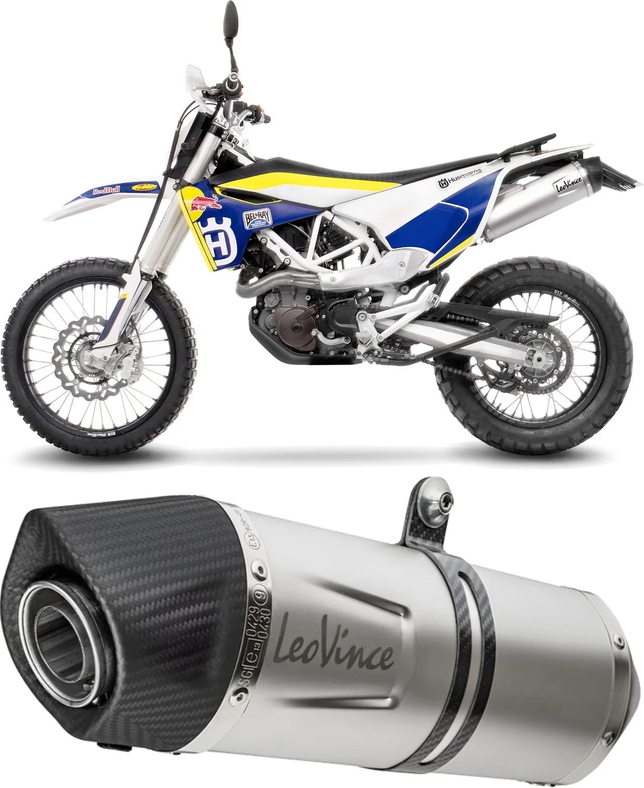Tubo De Escape Con Homologación Acústica Lv One Evo Acero Fondo Carbono - Leovince Compatible Con Husqvarna 701 Enduro - Lr (2017-2020)