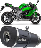 Tubo De Escape Con Homologación Acústica Lv-14 R Acero Negro Fondo Carbono - Leovince Compatible Con Kawasaki Z 400 (2019-2021)