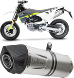 Tubo De Escape Con Homologación Acústica Lv One Evo Acero Fondo Carbono - Leovince Compatible Con Husqvarna 701 Enduro - Lr (2021-2024)