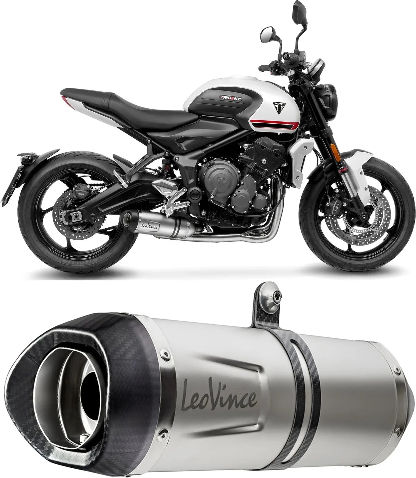 Sistema De Escape Completo Con Catalizador Y Homologación Acústica Lv One Evo Acero Fondo Carbono - Leovince Compatible Con Triumph Tiger 660 Sport (2022-2024)