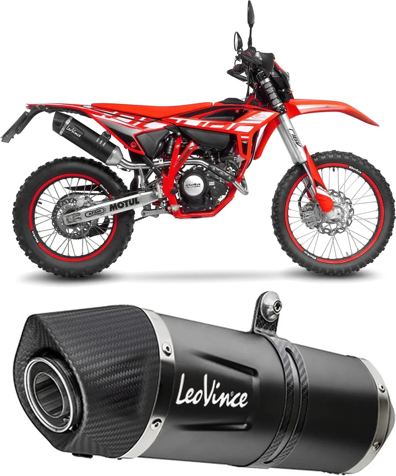 Tubo De Escape Con Homologación Acústica Lv One Evo Acero Negro Fondo Carbono - Leovince Compatible Con Beta Rr 125 Motard Lc 4T (2021-2024)