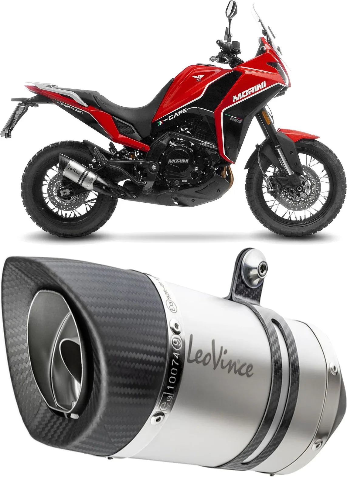Tubo De Escape Con Homologación Acústica Lv Pro Acero Fondo Carbono - Leovince Compatible Con Moto Morini X-Cape 650 - A2 (2021-2024)