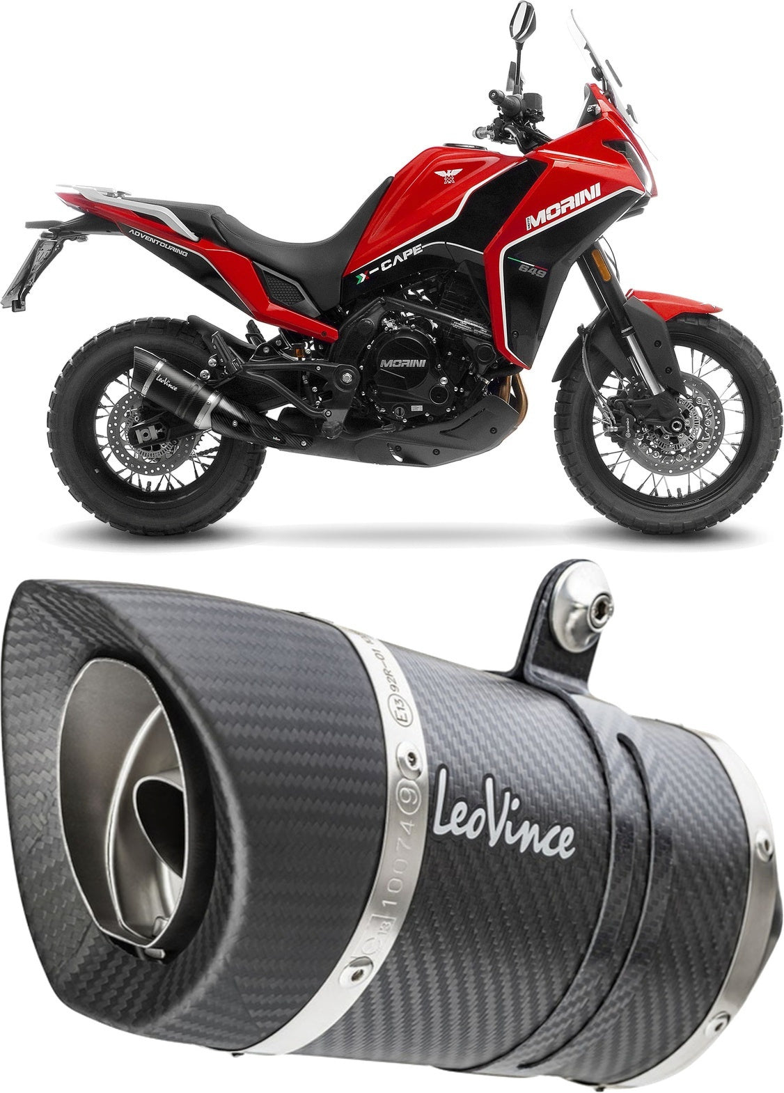 Exhaust Tip With Noise Certification Lv Pro Carbon Fiber Carbon Fiber End Cap - Leovince Compatible With Moto Morini X-Cape 650 - A2 (2021-2024)