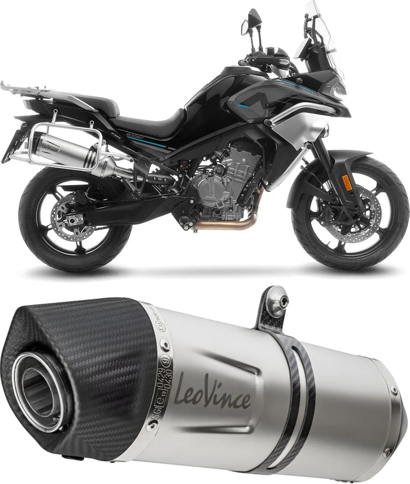 Tubo De Escape Con Homologación Acústica Lv One Evo Acero Fondo Carbono - Leovince Compatible Con Cfmoto 800 Mt Sport (2025-2026)