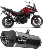Exhaust Tip With Noise Certification Lv One Evo Steel Black Carbon Fiber End Cap - Leovince Compatible With Triumph Tiger 900 Gt (2024-2026)