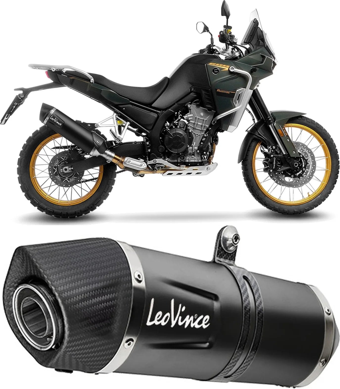 Tubo De Escape Con Homologación Acústica Lv One Evo Acero Negro Fondo Carbono - Leovince Compatible Con Kove Moto 800 X Pro - Adv (2024-2026)