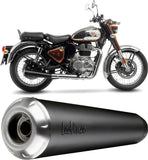 Tubo De Escape Con Homologación Acústica Classic Racer Acero Negro Fondo Acero - Leovince Compatible Con Royal Enfield Classic 350 (2021-2024)