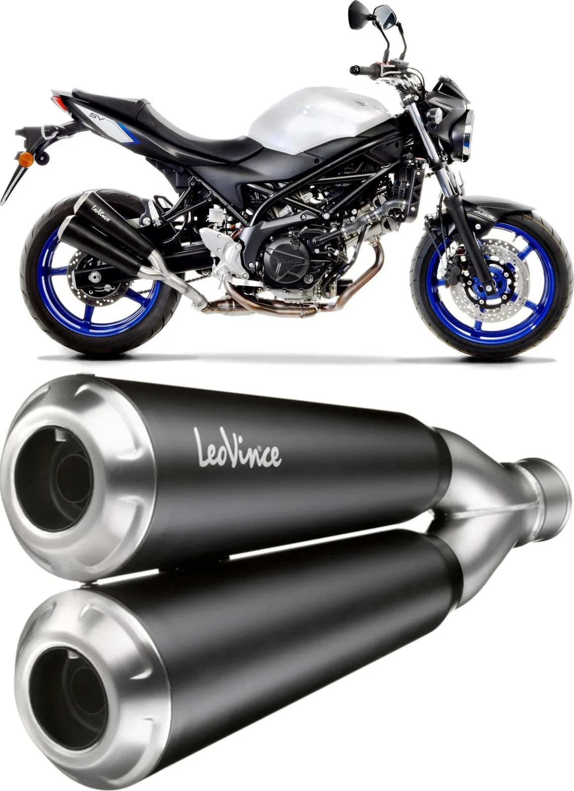 Tubo De Escape Con Homologación Acústica Gp Duals Acero Fondo Acero - Leovince Compatible Con Suzuki Sv 650 X (2018-2023)