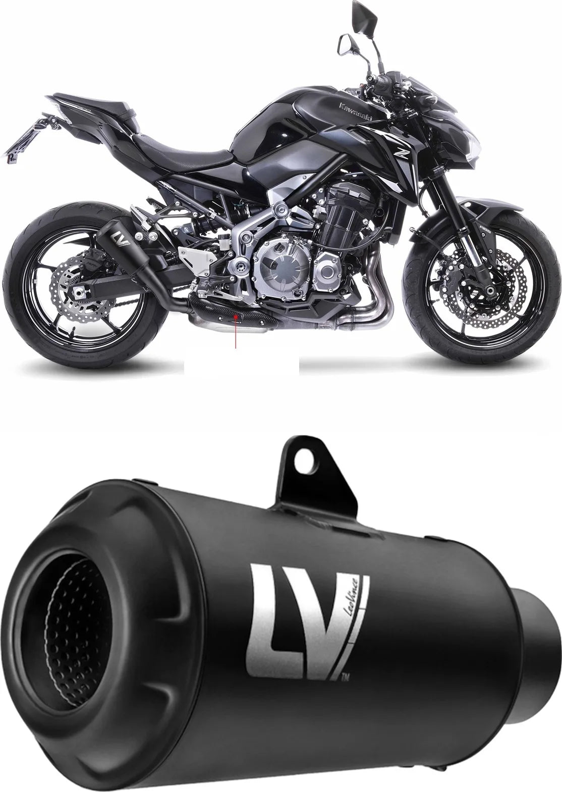 Tubo De Escape Con Homologación Acústica Lv-10 Acero Full Negro Fondo Acero Negro - Leovince Compatible Con Kawasaki Z 900 A2 (2018-2024)