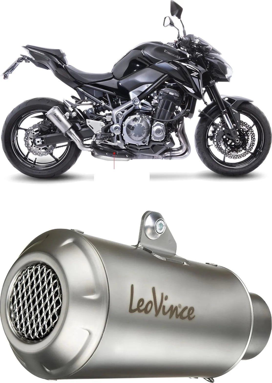 Tubo De Escape Con Homologación Acústica Lv-10 Acero Fondo Acero - Leovince Compatible Con Kawasaki Z 900 (2017-2019)