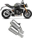 Escape Doble Con Homologación Acústica Lv-10 Acero Fondo Acero - Leovince Compatible Con Triumph Speed Triple 1200 Rr - Rs (2021-2024)