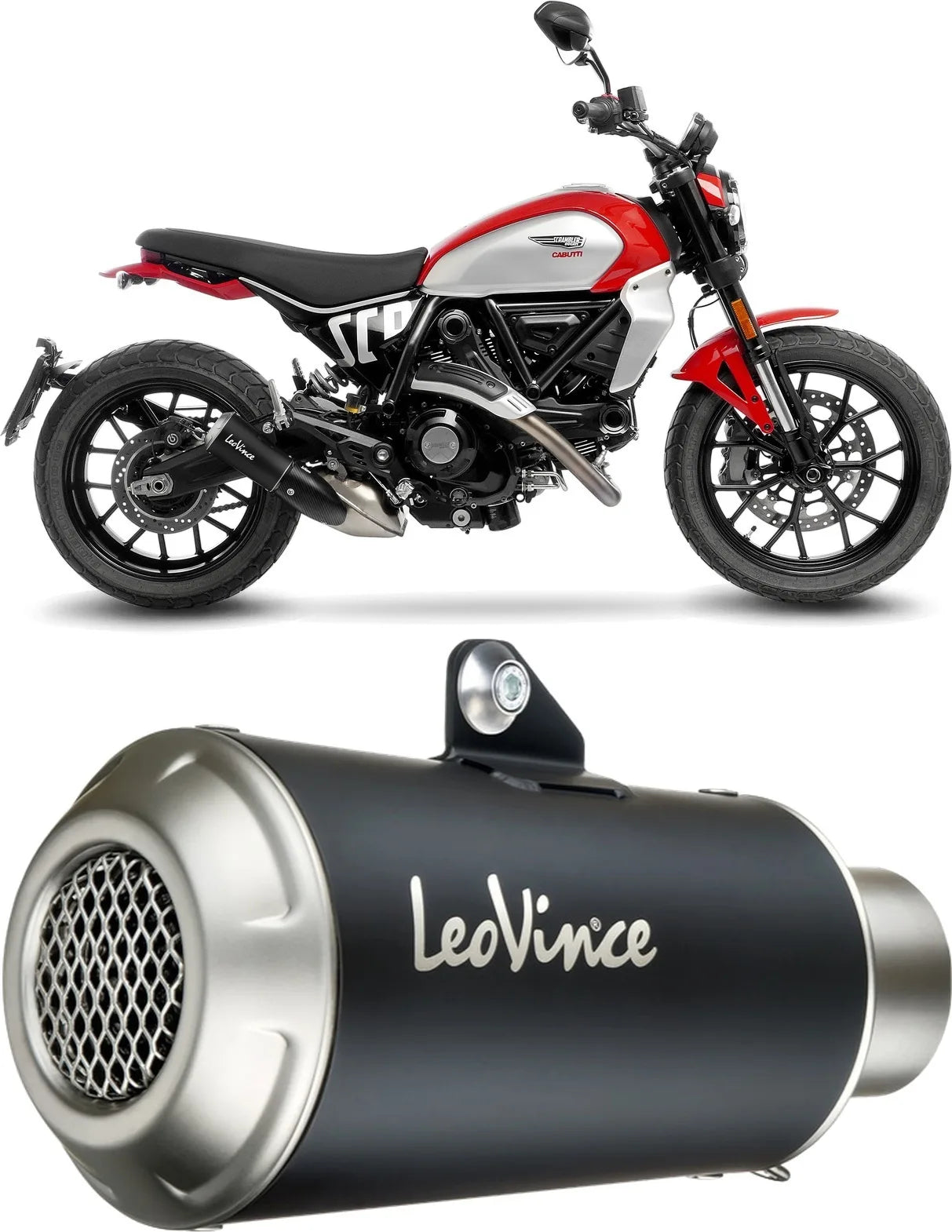 Tubo De Escape Con Homologación Acústica Lv-10 Acero Negro Fondo Acero - Leovince Compatible Con Ducati Scrambler 800 Night Shift (2023-2024)
