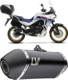 Tubo De Escape Con Homologación Acústica Lv-14 Acero Negro Fondo Carbono - Leovince Compatible Con Honda Xl 750 Transalp Urban (2023-2024)