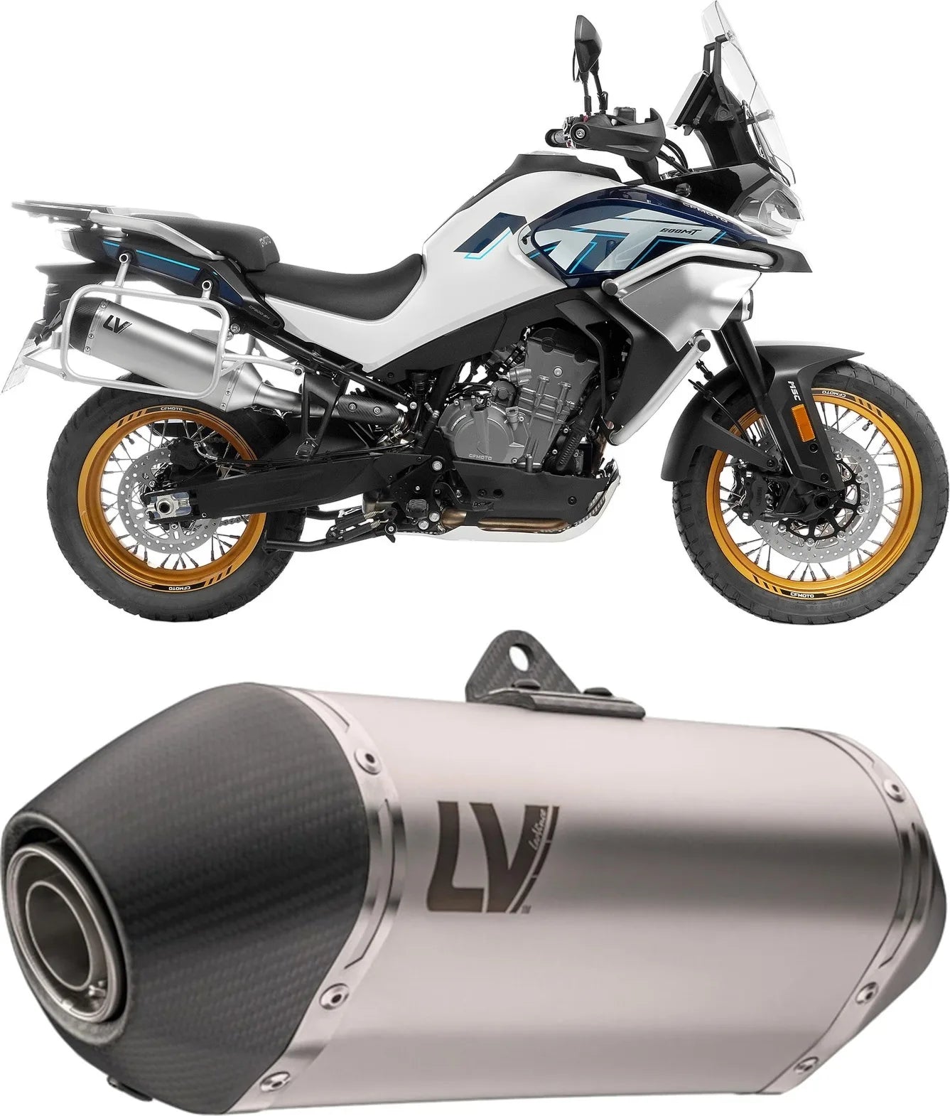 Tubo De Escape Con Homologación Acústica Lv-14 Acero Fondo Carbono - Leovince Compatible Con Cfmoto 800 Mt Explore (2025-2026)