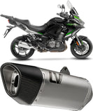 Tubo De Escape Con Homologación Acústica Lv-14 R Acero Fondo Carbono - Leovince Compatible Con Kawasaki Versys 1000 (2019-2024)
