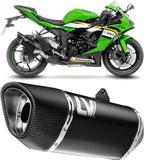 Tubo De Escape Con Homologación Acústica Lv-14 R Acero Negro Fondo Carbono - Leovince Compatible Con Kawasaki Zx 6R Ninja (2019-2020)