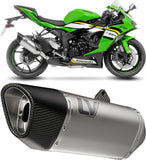 Exhaust Tip With Noise Certification Lv-14 R Titanium Carbon Fiber End Cap - Leovince Compatible With Kawasaki Zx 6R Ninja (2024-2026)