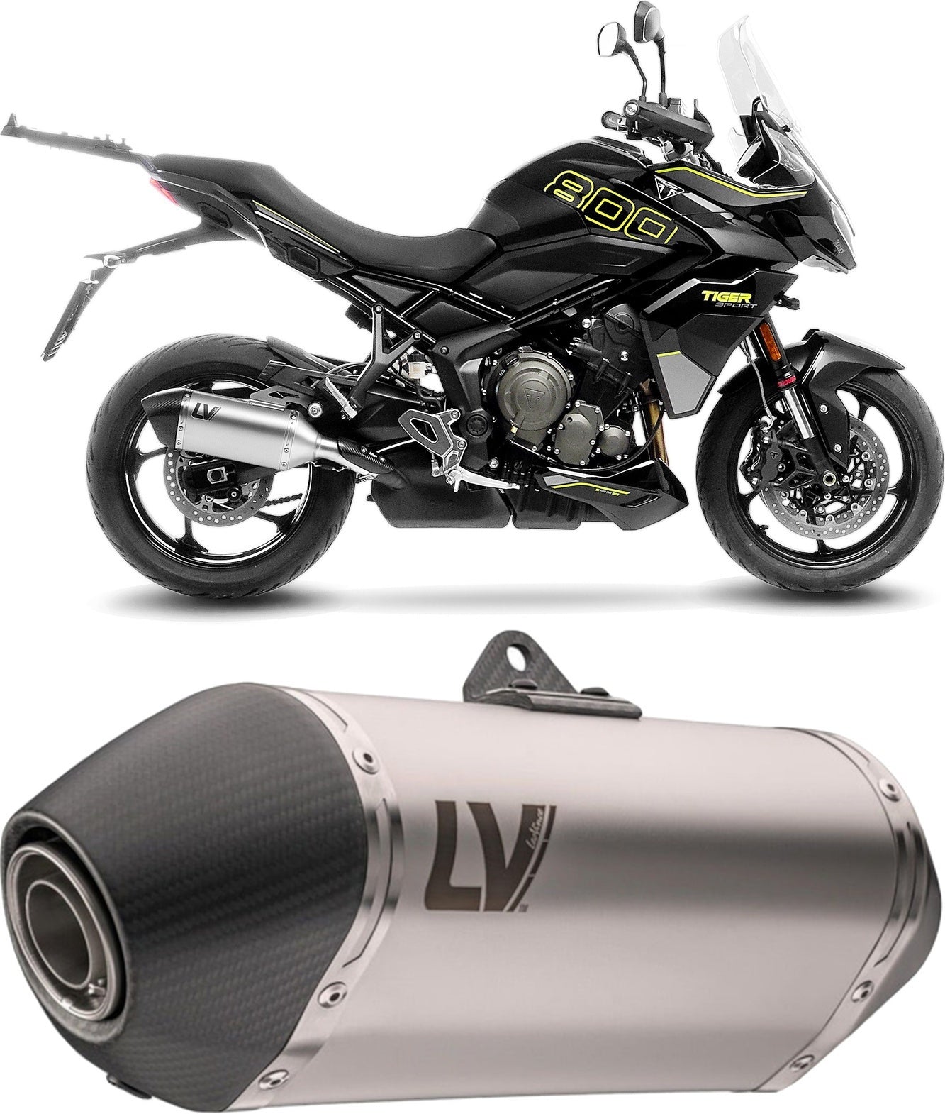 Exhaust Tip With Noise Certification Lv-14 Stainless Steel Carbon Fiber End Cap - Leovince Compatible With Triumph Tiger 800 Sport (2024-2026)