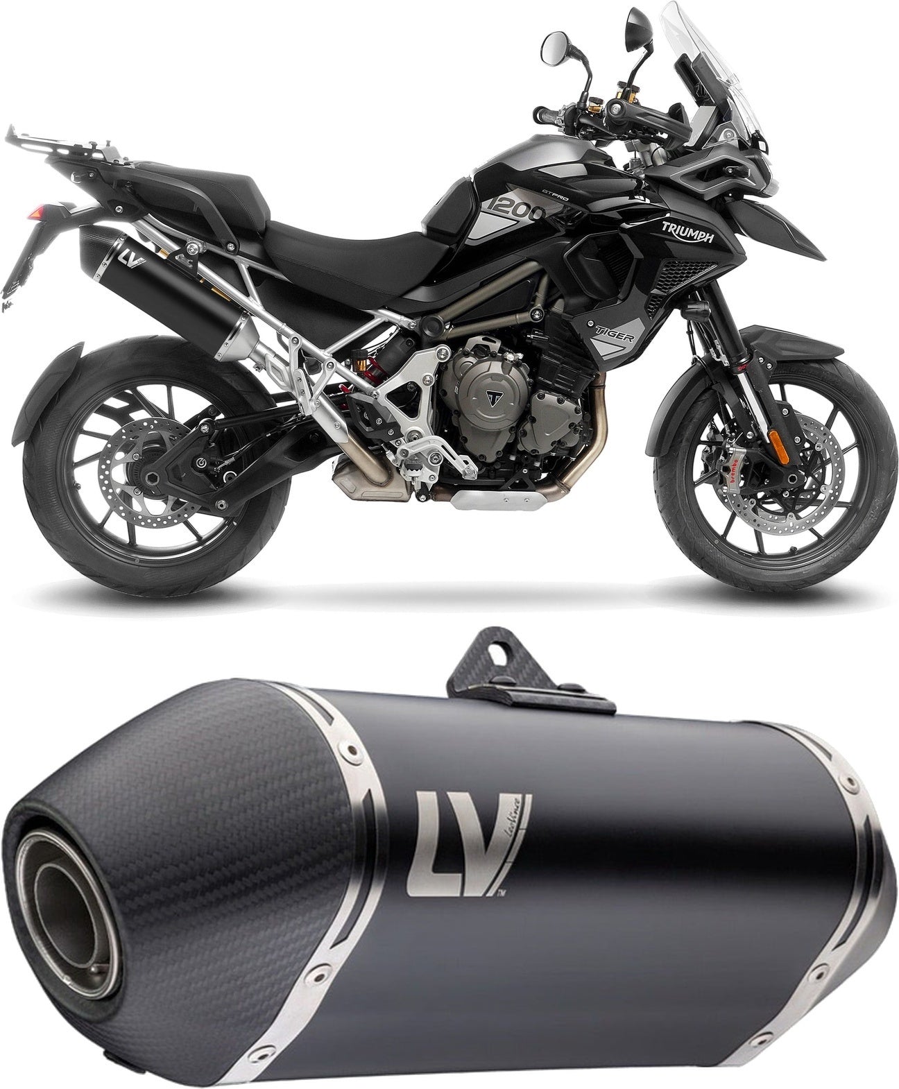 Exhaust Tip With Noise Certification Lv-14 Steel Black Carbon Fiber End Cap - Leovince Compatible With Triumph Tiger 1200 Gt Rally (2025-2026)