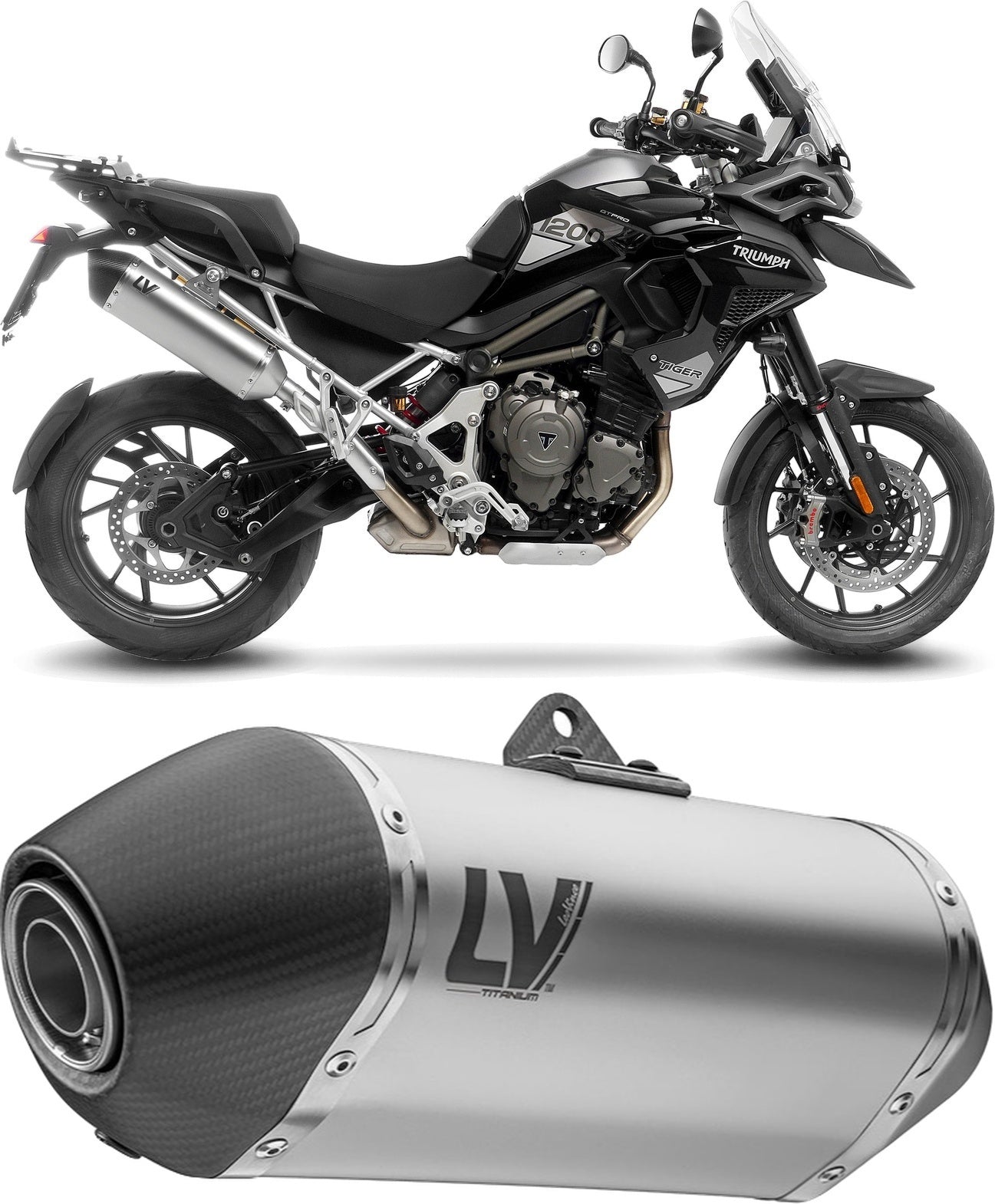 Exhaust Tip With Noise Certification Lv-14 Titanium Carbon Fiber End Cap - Leovince Compatible With Triumph Tiger 1200 Gt Pro (2022-2024)