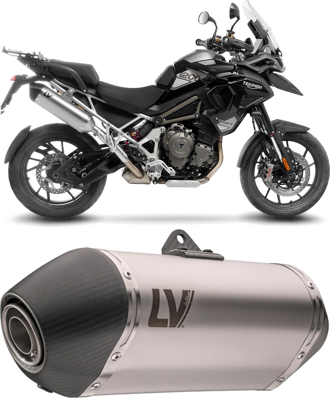 Exhaust Tip With Noise Certification Lv-14 Stainless Steel Carbon Fiber End Cap - Leovince Compatible With Triumph Tiger 1200 Gt Pro (2025-2026)