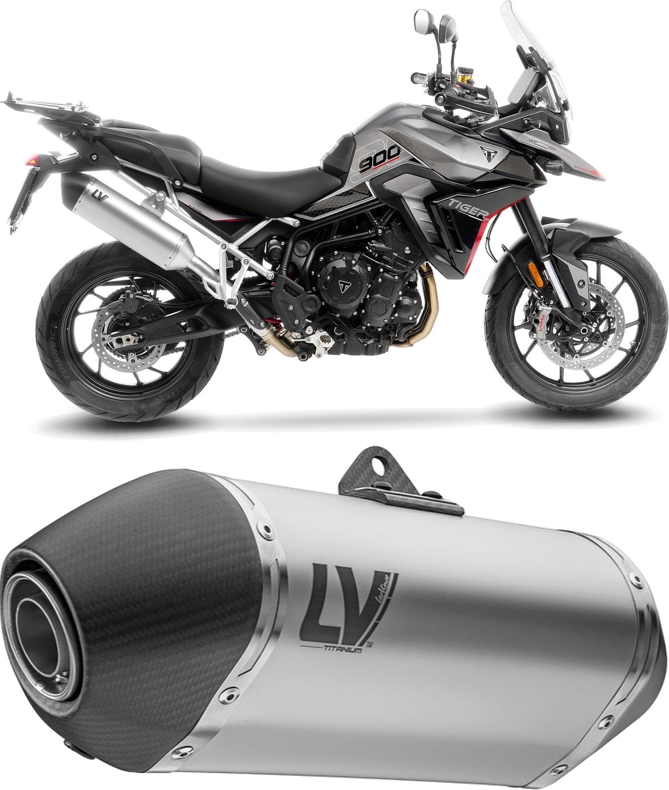 Exhaust Tip With Noise Certification Lv-14 Titanium Carbon Fiber End Cap - Leovince Compatible With Triumph Tiger 900 Gt (2024-2026)
