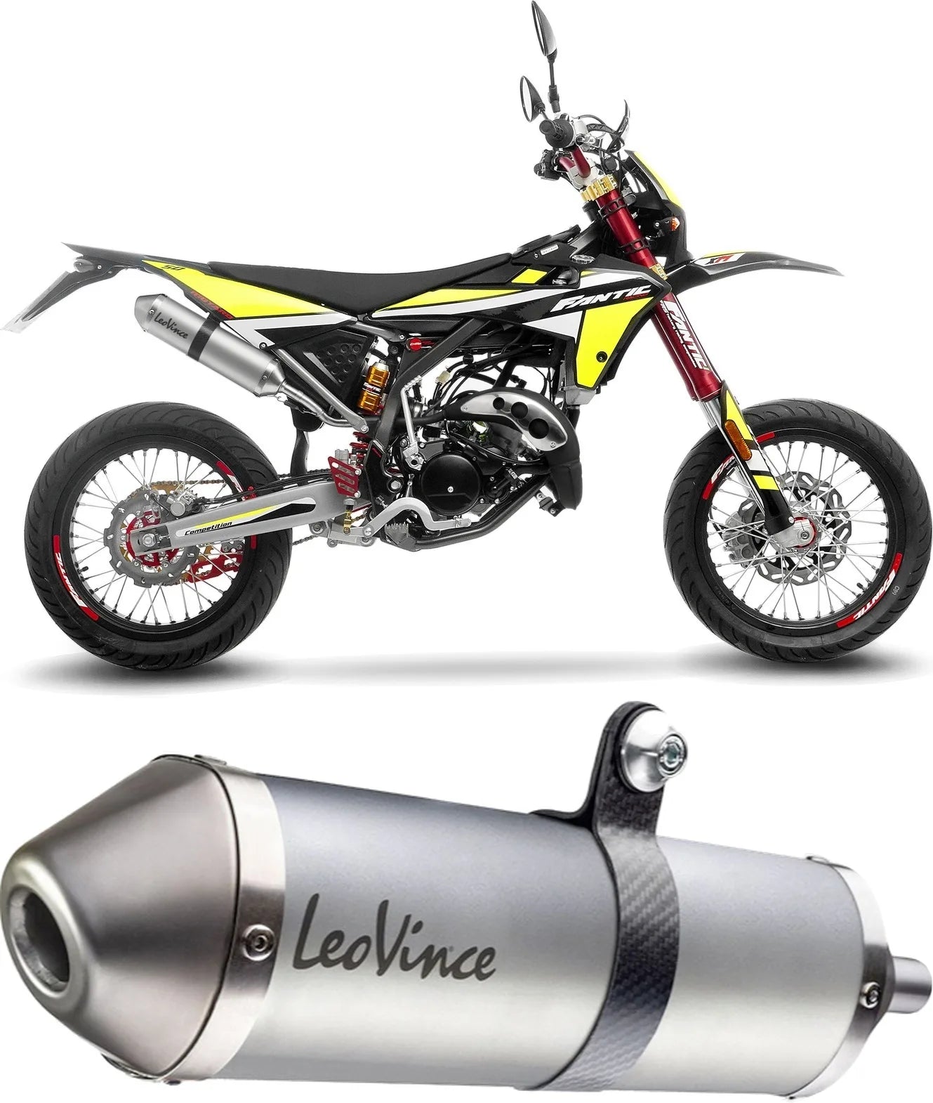 Tubo De Escape Con Homologación Acústica X-Fight Acero Fondo Acero - Leovince Compatible Con Fantic Motor Xe 50 Competition (2021-2024)