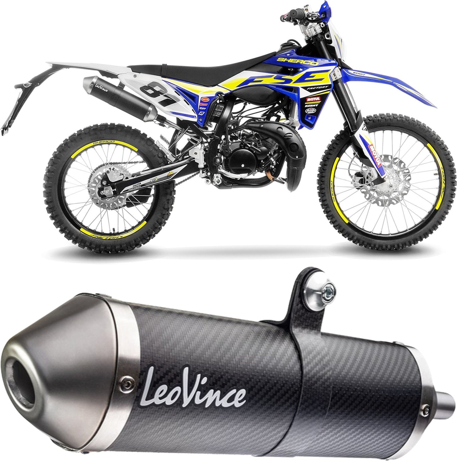 Exhaust Tip With Noise Certification X-Fight Carbon Fiber Stainless Steel End Cap - Leovince Compatible With Sherco 50 Se-R (2021-2024)