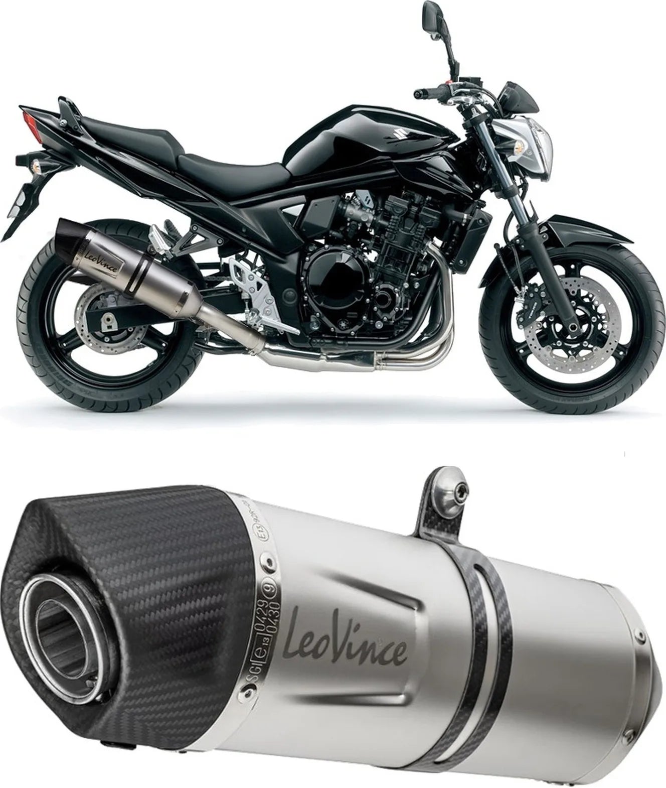 Tubo De Escape Con Homologación Acústica Lv One Evo Acero Fondo Carbono - Leovince Compatible Con Suzuki Gsx-F 650 (2008-2015)